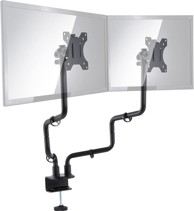Allsop Dual Monitor Desk Mount Kit, Full Motion arms with Clamp On Mounting Base, Holds Two Computer Screens