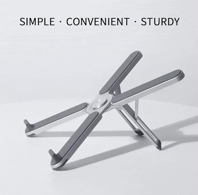 Foldable & Portable Laptop Stand for Desk, Light Weight Alloy Silicon, Ergonomic Aluminum Riser with 7 Adjustable Heights, Compatible with Laptop 10-16' and Tablet