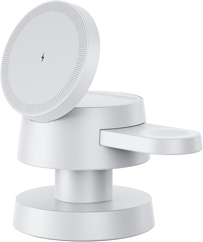 4 in 1 Magnetic Wireless Charging Station,15W Fast Charging with Night Light for MagSafe Charger Stand,3 in 1 Wireless Charger for iPhone 17/16/15/14/13 Pro Max,Apple Watch & AirPods,White
