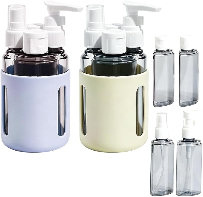 4 in 1 Travel Dispenser Bottles – 2026 New Leak Proof Portable Dispenser Bottle Set for Shampoo, Conditioner, Lotion & Cream, 4pcs 60ml Travel Dispensers for Vacation & Business (Set F)