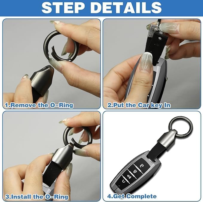 Car Key Chain Clip Leather Keychain Key Fob, Key Chain Rings for Car Keys Key Holder with Zinc Alloy Buckle for Men