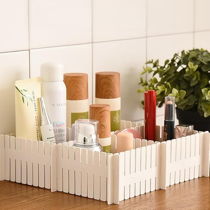8 Pack Drawer Dividers, 4 Inch High Adjustable Plastic Grid Separators, DIY Cut-to-Fit Drawer Organizer for Socks, Underwear, Makeup, Kitchen, Office & Bedroom, White