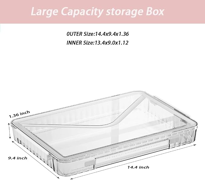 2 Pack Clear Plastic File Boxes w/Latching Lids, Stackable A4 Storage (‎White Latches, Small)