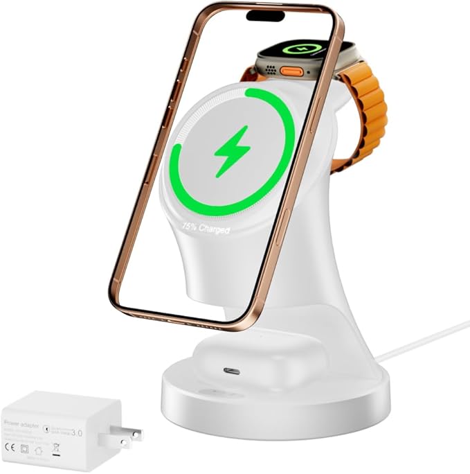 3 in 1 Wireless Charging Station for Apple Devices,Magsafe Charger for IPhone17 16 15 14 13 12 Pro/Max/Plus/Mini Wireless Charger Station for AirPods 2/3/4Pro iWatch Ultra11/10/9/8/7/SE/6/5/4/3/2