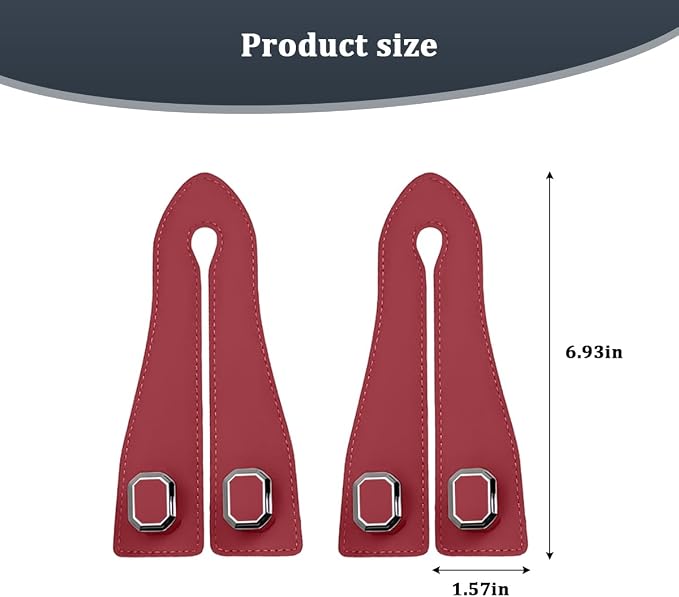 2PCS Car Headrest Hooks, Nappa Leather Metal Vehicle Double Seat Back Storage Hook for Purse Bag Coat, Multifunctional Automotive Interior Hanging Hanger, Universal Fit (Wine Red)