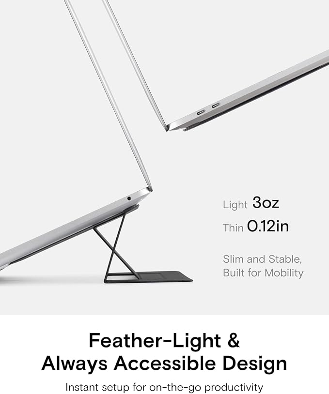 MOFT Laptop Stand for Desk, Adhesive MacBook Computer Stand with 2 Adjustable Viewing Angles, Foldable and Portable Laptop Riser Compatible with 11"-16" Laptops, Navy Blue(Adhesive Version)