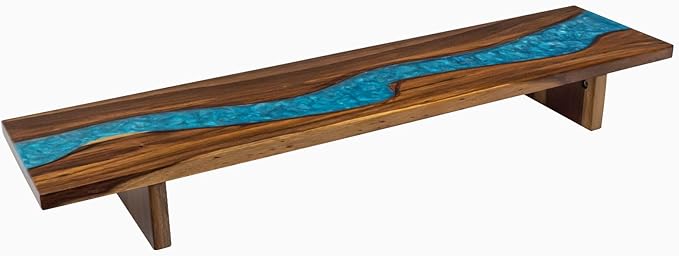 Desky Monitor Stand – Pheasantwood Blue River Desktop Riser with Matching Timber Legs, Ergonomic Screen Elevation, Integrated Cable Port