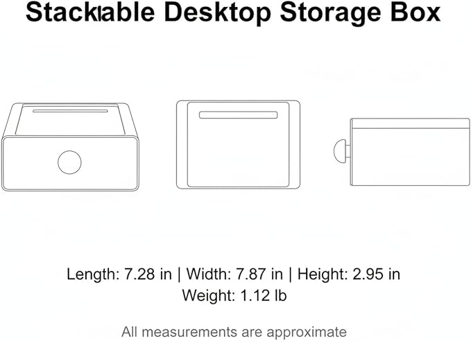 Stackable Desktop Storage Box with Lid, PP Plastic Organizer Bin for Office Desk Clutter, Space Saving File & Supply Container