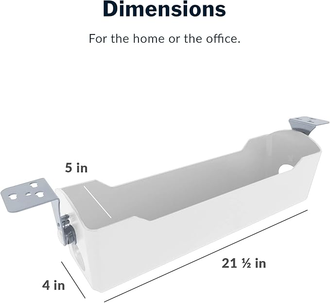 Vari Cable Management Tray - Under Desk Cord & Wire Organizer - Ideal for Home Office Sit Stand Desks - Fits Adjustable Electric Standing Desk 48x30, 60x30, 60x24, 72x30 - Easy Assembly (White)