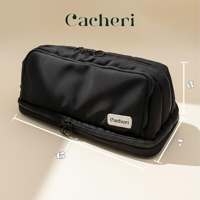 All in One Travel Toiletry Bag, Makeup Bag with Jewelry Compartment and Heat-Resistant Pocket for Hair Tools