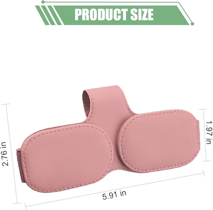 Sunglasses Holders for Car Visor, Magnetic Leather Vehicle Glasses Hanger with 2 Clips, Auto Interior Eyeglass Mount Organizer Accessories, Universal Fit(Pink)