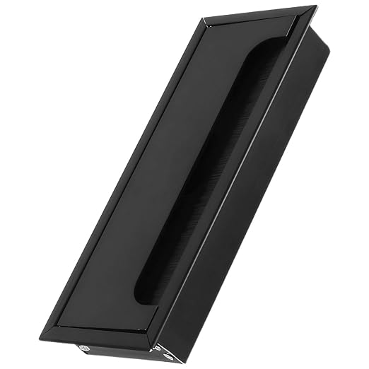 Desktop Cable Management Cover for Desk Organization - Aluminum Alloy Cable Box with Brush Seal (Black, 8.0x20.0x2.8 cm)