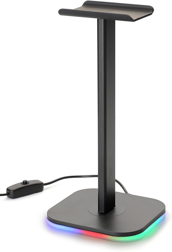 RGB Headphone Stand for Gaming – Modern Aluminum Headset Holder for Desk - Sleek Display for Over-Ear Headphones (Accessory )–Gift for Boys- (Black)