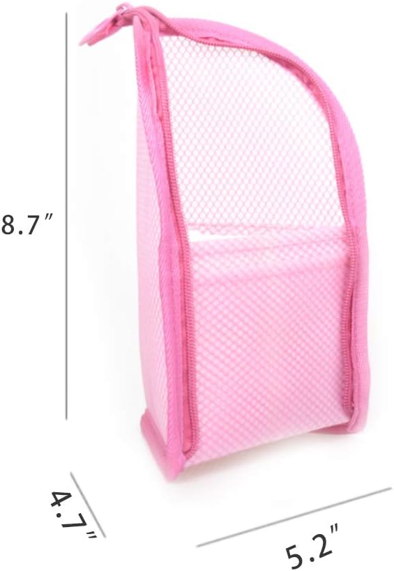 patu Standing Travel Toiletry Bag - Transparent Waterproof PVC Mesh Pouch with Triangle Design for Bathroom Essentials & Personal Care, 2 Packs, Pink