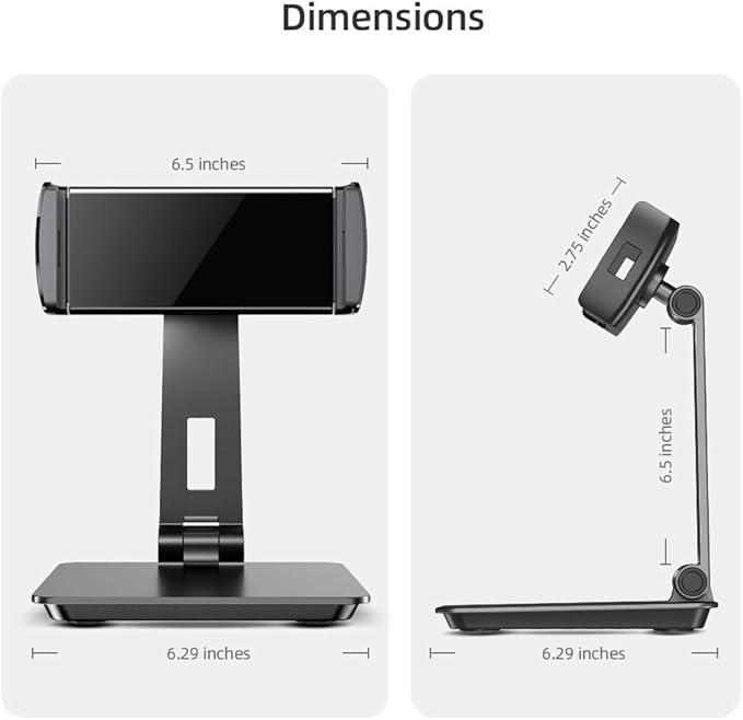 UPERFECT 5.9''-17.3'' Portable Monitor Stand, Adjustable 360° Swivel Bracket, 180° Tiltable Clamp, Heavy Duty Aluminum Stand for Pad/Tablet