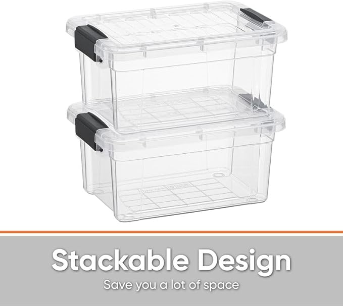 Superio Clear Storage Boxes with Lids, 3.5 Quart Plastic Container Bins for Organizing, Stackable Crates, BPA Free, Non Toxic, Odor Free, Organizers for Home, Office and Dorm, 5 Pack