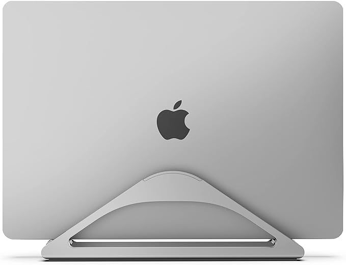 HumanCentric Vertical Laptop Stand for Desks in Space Grey, Upright Adjustable Holder to Dock Apple MacBook Stand, and Other Laptops to Organize Work & Home Office, Automatic Grip