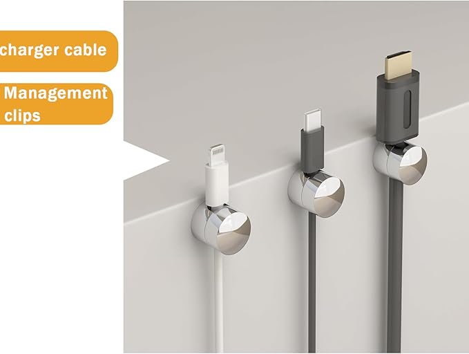 3 Sets Charger Cord Holder, Silver Metal Adhesive Cable Management Clips,Adjustable Cable Anchor Holders,Wire Organizer for Desk, Wall Hook, Home, Office,Bedside Table