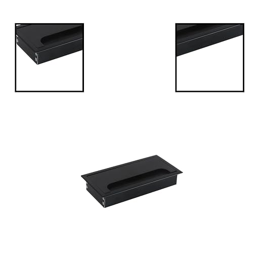 Desktop Cable Management Cover for Desk Organization - Aluminum Alloy Cable Box with Brush Seal (Black, 8.0x16.0x2.8 cm)