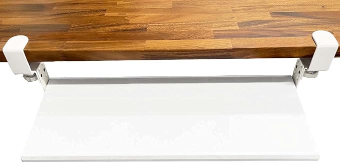 Stand Up Desk Store Large Clamp-On Retractable Adjustable Keyboard Tray | Improve Comfort While Increasing Desk Space - for Desktops Up to 1.5" Thick (33" W x 12.25" D) (White) (Large)