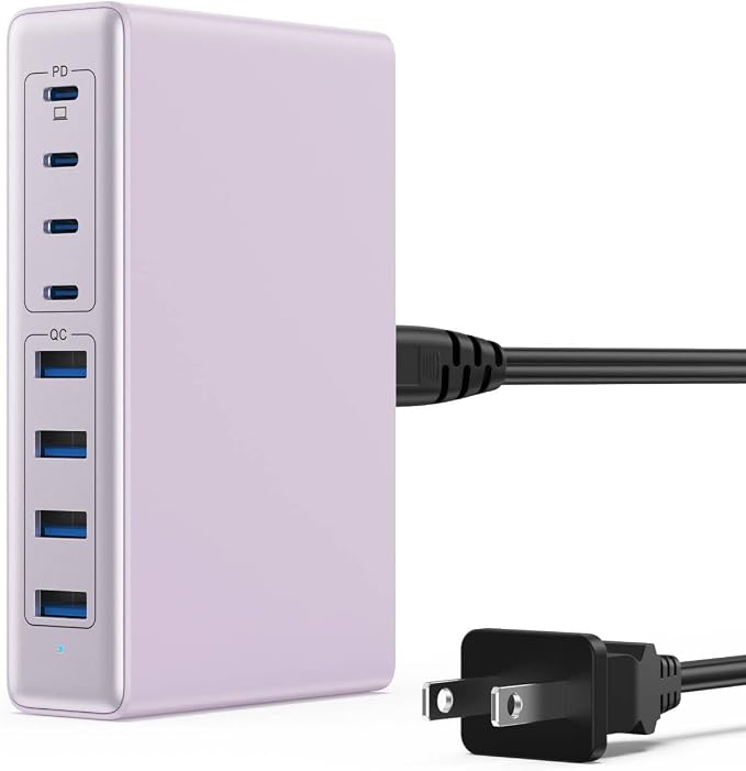 USB C Charger 200W USB C Charger Block,Upgraded GaN III 8-Port Fast Charging Station Hub,PD 65W Laptop Charging Adapter Compatible with MacBook Pro/Air,DELL,Steam Deck,iPhone 16/15/14,Galaxy S23/22