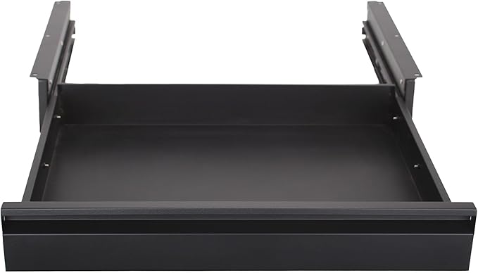 POPMOON Under Desk Drawer For Desk 23.5 in, Pull out Storage Organizer with Slide Extension Mounted Under Flat Wooden Table or Workbench, Carbon Steel Hidden Desk Drawer
