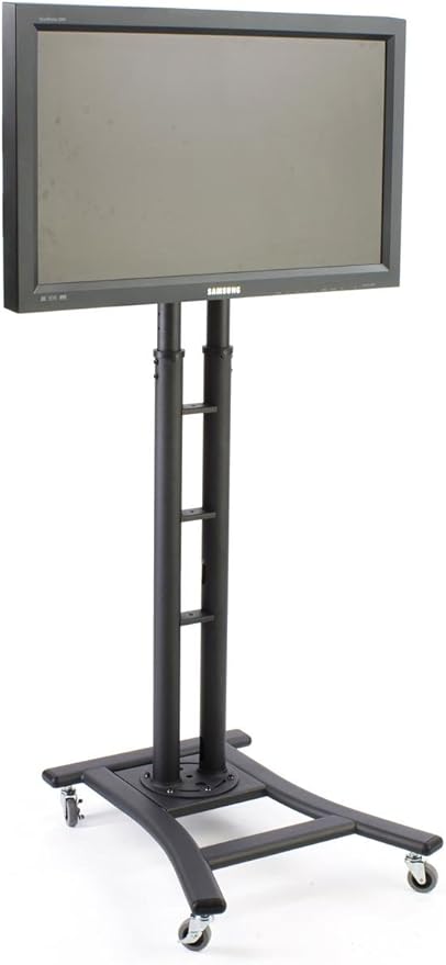 Mobile LCD Display Stand for a 32 to 65 inch Flat Panel Monitor, Height-Adjustable with Tilting Bracket - Black