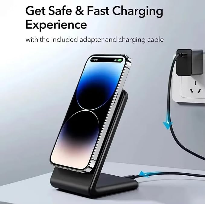 Magnetic Wireless Charger 2 in 1 - YMY 15W Qi Wireless Charging Station, Designed for MagSafe Charger Stand Compatible with iPhone 17/16/15/14/13/12/11 Pro/Pro Max Series, Airpods 4/3/2/Pro 2