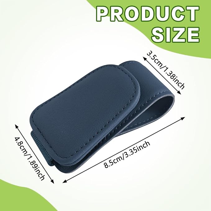 Sunglass Holder for Car, Sunglasses Clip for Car Visor, Magnetic Leather Vehicle Eyeglass Hanger Clip, Auto Ticket Card Glasses Organizer Clamp Accessories for SUV Sedan (Blue)