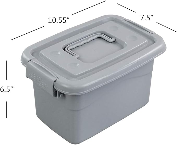 Readsky 6-Pack 5 L Plastic Storage Bin with Lid and Handle, Grey