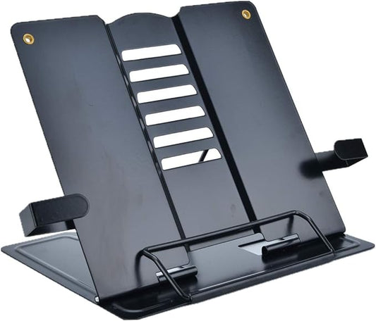 Citmage Desk Book Stand Document Holder Heavy Duty Metal Reading Stand Black for Book Magazine Menu iPad Music Score Speech Draft with 6 Adjustable Positions (Upgrade Edition)