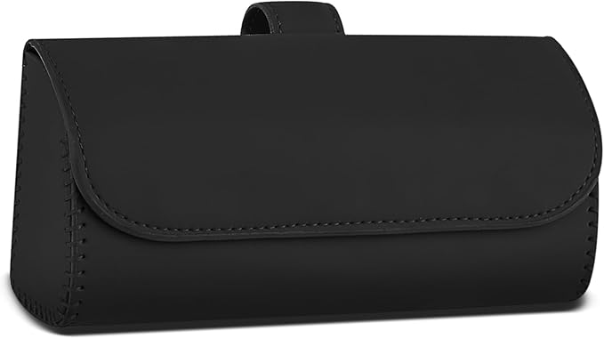 Sunglasses Holder for Car Sun Visor, Leather Auto Eyeglasses Storage Case with Hidden Magnetic Closure, Universal Protective Glasses Organizer Box, Visor Accessories for Woman Man (Black)