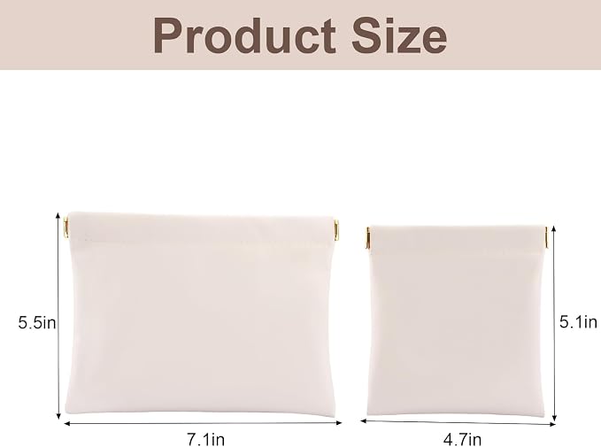 2 PCS Ladies Small Makeup Bag for Purse,Small Makeup Pouch,Purse organizer,Coin purse lipstick Cosmetic Accessories Organizer,Travel Set Organizer,Waterproof Portable Zipperless Self-Sealing(Cream)
