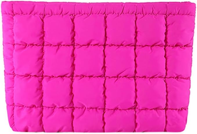 FITINI Makeup Bag Travel Large Portable Quilted Floral Print Cosmetic Organizer Cute Pouch for Women Soft Cotton Zipper Waterproof Toiletry Storage Bags