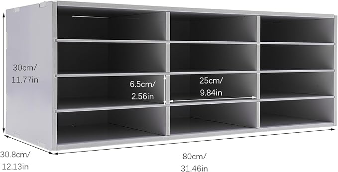 12-Slot Desktop Organizer, Minimalist Design Mailbox, File Sorter w/Top Platform for Hold Cables/Files/Keys, Desktop Bill Paper Organizer for Office & Home(White, 12 Slot, Style 2)