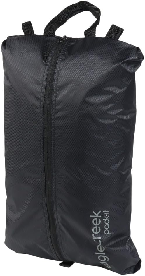 Eagle Creek Pack-It Isolate Shoe Sack - Breathable Shoe Sack for Travel - Lightweight & Portable - Washable - Water-Resistant - Easy-Grab Zipper - Top Handle - Black