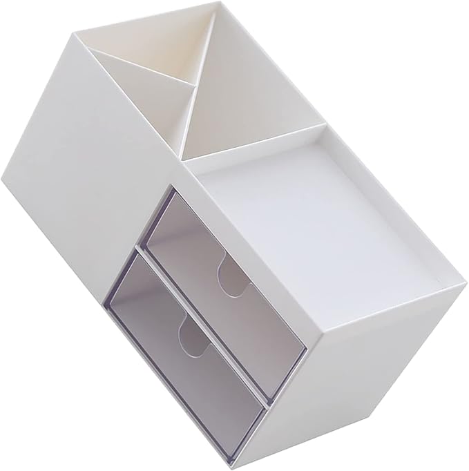 Srliya Desktop Storage Box, Minimalist Multifunction Desk Organizer with Drawer for Bedroom, Living Room, Office