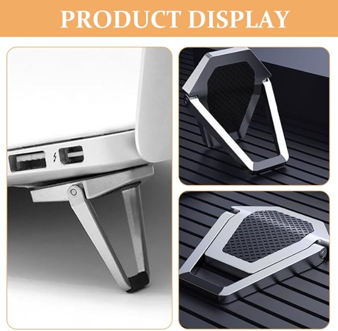 Angoily Portable Foldable Laptop Stand 4-Pack Ergonomic Invisible Computer Riser with Self-Adhesive Feet Cooling Pad for Desk Travel and Office