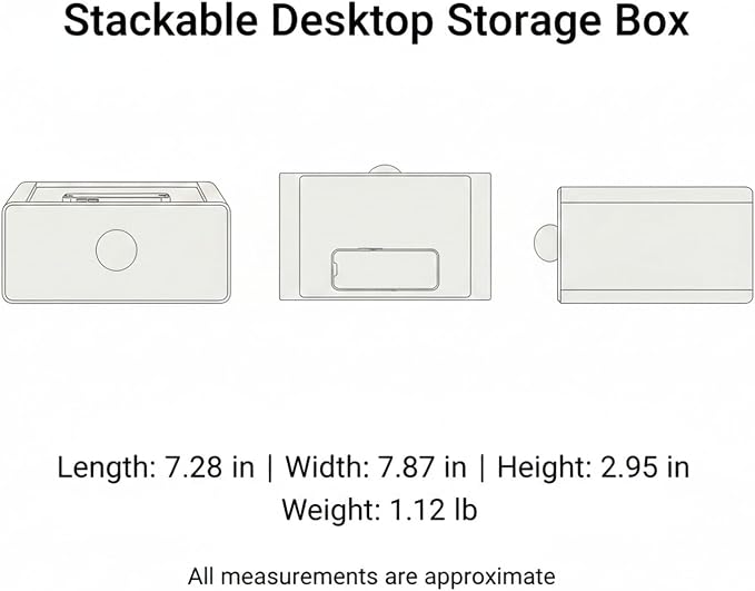 Stackable Desktop Storage Box with Lid, PP Plastic Organizer Bin for Office Desk Clutter, Space Saving File & Supply Container