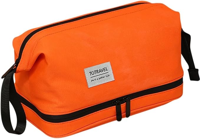 SINLAND Travel Toiletry Bag Water-resistant with Hanging Hook for Mens Large Packing with Waterproof Wet/Dry Compartment Travel Shower Bags Travel Toiletry Organizer Dopp Kit Shaving Bag