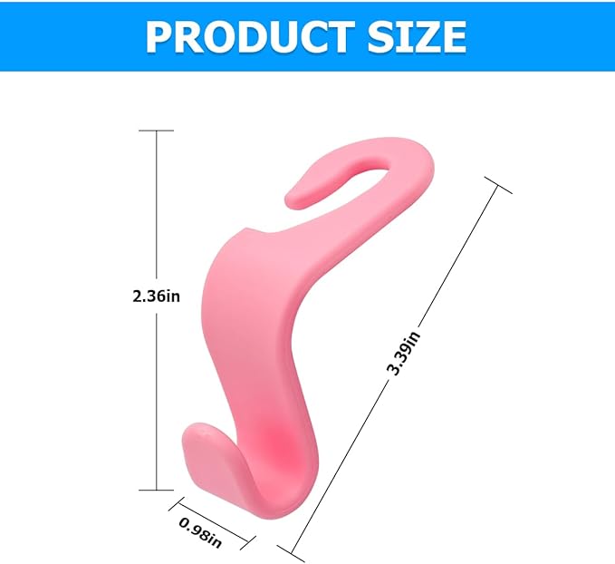 4PCS Car Back Seat Headrest Hooks, Rear Car Seat Storage Headrest Hanger Holder Hooks Organizer, Universal Auto Interior Accessories for Bag Purse Handbag Cloth Coats Grocery (Pink)