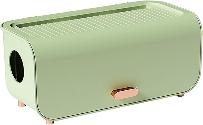 Alomejor Alomejor Cable Management Box Durable Easy Assemble Cord Organizer for Power Strips Chargers Wires for Desk Office Plastic (Brown) (Light Green)