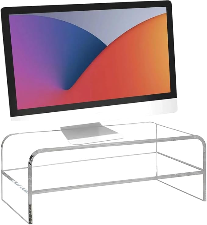 Generic Acrylic Monitor Stand, 2 Tier Computer Monitor Riserï¼?6 inch Acrylic Computer Monitor Stand Riser for iMac, PC, Desktop, Laptop, TV Screen, clear