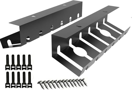 Metal Cable Management Under Desk for Easy mounting Under-Table, Set of 2 - with 10X Cable Ties, Desk Organizer for Office/Home Office Table Thoughtful Cable Tray Holder