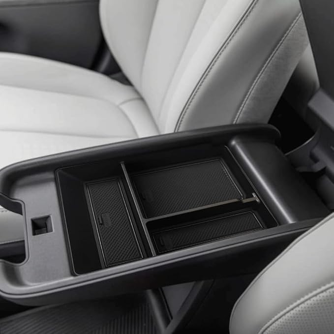 BestEvMod for Ioniq5 Armrest Storage Box Center Console Organizer Tray Interior Accessories with Rubber Black Trim Compatible with Hyundai Ioniq 5 2022-2026 Accessories(V2)