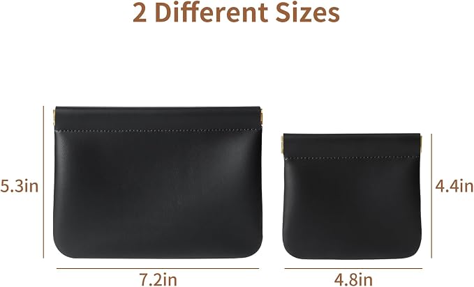 2 Pack Small Makeup Bag for Women, New Organosilicon Super Fiber PU Leather Mini Cosmetic Bag for Travel, Coin Purse Organizer Storage Pouch (No Phrase Printed, Black)