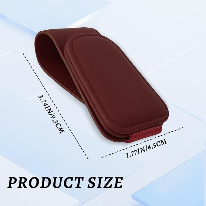 Sunglass Holder for Car, Car Sunglass Holder, Magnetic Leather Sunglasses Holder and Ticket Card Clip, Auto Multi-Functional Sun Visor Eyeglass Holders for SUV Pickup Truck (Wine Red)
