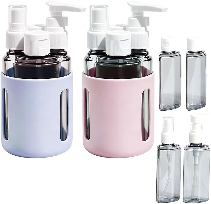 4 in 1 Travel Dispenser Bottles – 2026 New Leak Proof Portable Dispenser Bottle Set for Shampoo, Conditioner, Lotion & Cream, 4pcs 60ml Travel Dispensers for Vacation & Business (Set H)