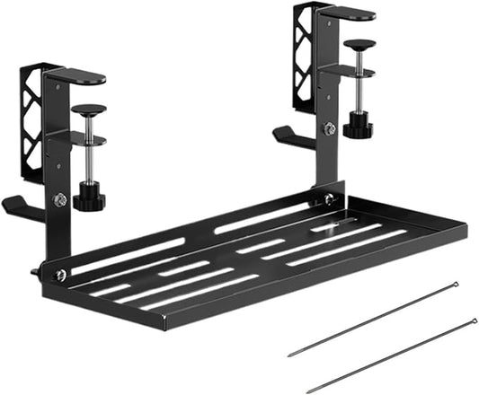 Cable Management Tray | Metal No Drill Clamp Mount 15.63 Inch - Under Desk Cord Management,for Bedroom Home Apartment Dormitory Office Internet Cafe