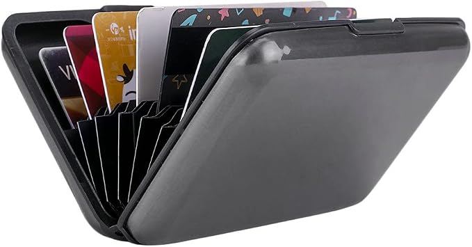 ELFISH RFID Blocking Credit Card Protector Aluminum ID Case Hard Shell Business Card Holders Metal Wallet for Men or Women（Gray